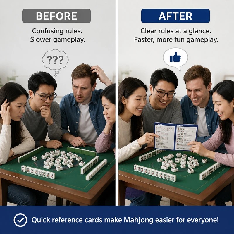 Mahjong Rules Reference Card for Beginners – Tabletop Quick Guide