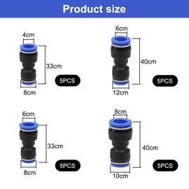 ZMDMAH 30 Stück Pneumatik Steckverbinder, 4-8, 6-8, 8-10, 6-12mm Air Push Schnellbefestigungen, Schlauchverbinder Pneumatische Fittings Push Druckluft Steckverbinder für Druckluftschlauch Verbindung