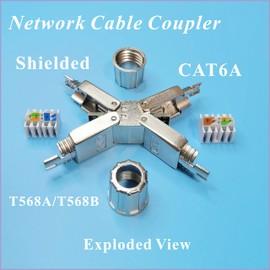 Caja de conexiones Ethernet, conector de empalme a tope de cable de red CAT6A / CAT6E / CAT6 / CAT5E / CAT5, terminal reparador blindado sin herramientas del cable de Internet desconectado, adaptador acoplador de junta EZ DIY sin crimpado [2 unidades]