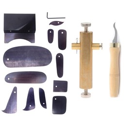 TUOREN 16 Pcs Violin Making Tools Kit, 14 Pcs Violin Fingerboard Scraper Set and 2Pcs Brass Violin Purfling Inlay Inlaid Groove Carver and Clean Up Groove Knife Violin Luthier Repair Tool