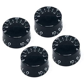 Vintage Forge Left Hand (Lefty) Black Speed Knobs Compatible with Gibson Les Paul SG Electric Guitar (Set of 4) Fits 24 Fine-Spline USA (Imperial) Split Shaft Pots Recessed LS24US-BLK4