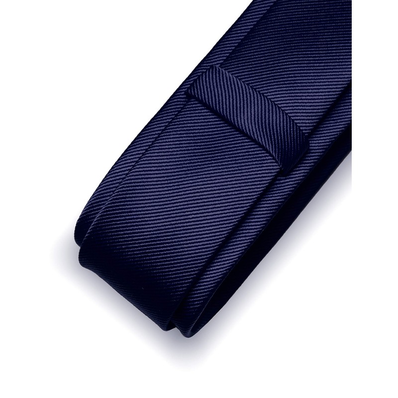 RBOCOTT 2.4" Navy Blue Skinny Tie for Men Silk Wedding