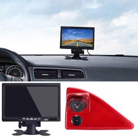 Double Rear View Camera Dual Waterproof Night Vision Rear View Camera Brake Light Reversing Camera+7 Inch Monitor Replacement for Nissan NV400 X62 X62B/Opel Vauxhall Movano MK2 MK3/Renault Master III