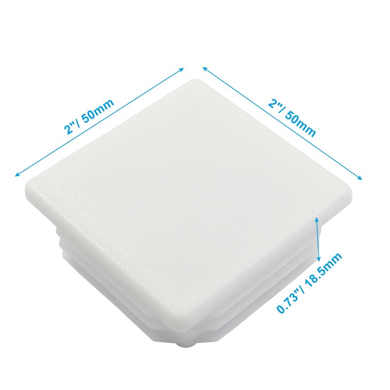 Hordion 12 Pcs 2" Square Plastic Plugs, White Tubing End