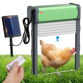 Automatic Chicken Coop Door, Solar Powered Door Opener with Timer & Light Sensor, 4 Modes IP65 External 2000mAh Power Supply Connection with Remote Control & Anti-Pinch Function for Family, Farms