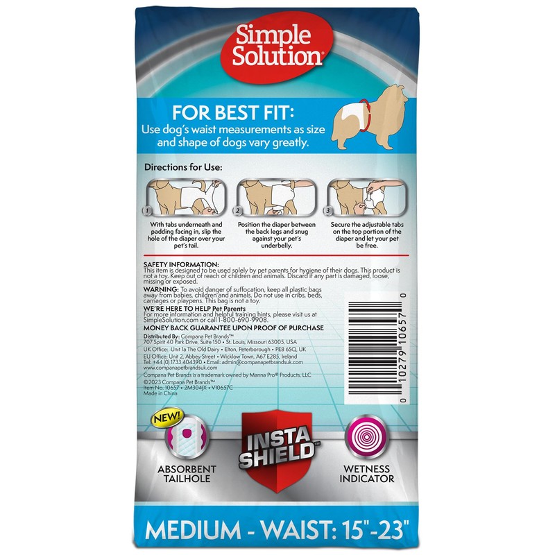 Simple Solution Disposable Dog Diapers, Female Dog Diapers, Puppy Potty