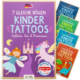 Famifidus +115 Skin-Friendly Temporary Tattoos I 7 Same Sheets I Dermatologically Very Good I Children's Tattoo Made in Germany I Tattoo Children I Tattoos for Children (Unicorns, Fairies &