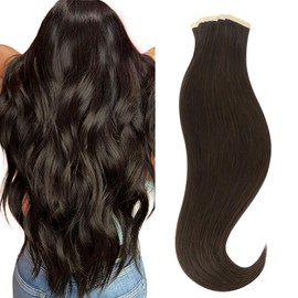 HOTBANANA Tape in Hair Extensions, 12 Inch 20pcs Light Dark Brown Tape in Real Remy Human Hair Extensions Straight