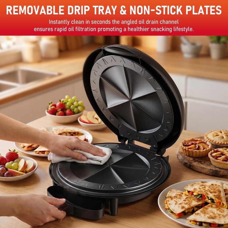 Electric Quesadilla Maker, 11' Quesadilla Press with Extra Stuffing Latch,