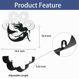 Mermaid Toilet Paper Holder,Animal Metal Papers Holders,Funny Decorative Toilet Animal Storage for Bathrooms Extra 8 Rolls Wall Mounted Art Decor