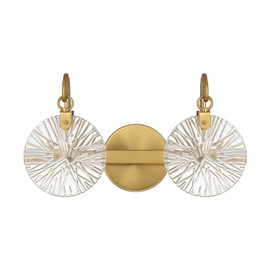 Savoy House 8-3981-2-322 Addison Vintage Clear Starburst Glass Bathroom Vanity Wall Light, 2-Light 120 Total Watts, 9" H x 16" W, Warm Brass