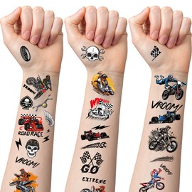 Dirt Bike Party Temporary Tattoos - 6 Sheets Motocross Birthday Party Favors, Motorcycle Party Supplies Decorations, Goodie Bag Stuffers for Kids Boys
