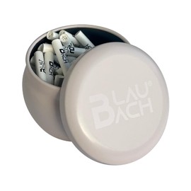 BLAUBACH Activated Carbon Filter, Super Slim Diameter 5 mm, Pack of 100 in Practical Metal Tin, Coconut Based Activated Carbon, Ceramic Caps - BLAUBACH Premium Filter