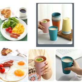 8 Pack Wheat Straw Cups Reusable Drinking Cups, Durable & Lightweight, Perfect for Home, Office, Camping, and Outdoor Use Dishwasher Safe (Multicolored)