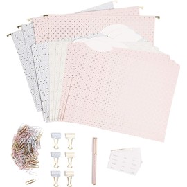 U Brands Delicate Details Fashion Filing Kit, 145 Pieces, Includes 4 Hanging Folders, 9 File Folders, 6 Binder Clips, 120 Paper Clips, 5 Sheets of File Lables and 1 Felt Tip Pen (4866U01-06)
