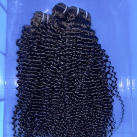 Raw Human Hair Kinky Curly Bundles Vietnamese Raw Hair Swiss Lace Frontal Vendor with hd 4*4 5*5 Closure Indian Curly Loose Deepstyle: all, color: kinky curly, Stretched Length: 18 in