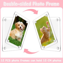 saerryor 12 Pack Acrylic Fridge Magnetic Frame, 2.36 x 3.54 Inch, Double Sided Refrigerator Magnet Picture Frame for Instax Mini Refrigerator Display