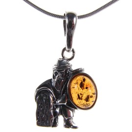 SA Necklaces Baltic amber and sterling silver 925 Aquarius pendant (no chain)