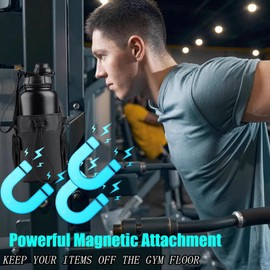 FHJBJA Magnetic Gym Bag Water Bottle Carrier Holder with Phone Pockets & Shoulder Strap,3 Built-in Magnets Bottle Pouch Sleeve,Magnetic Bag Gym Accessories Organizer for Men Women