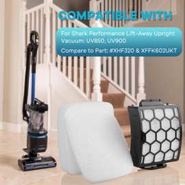 2 HEPA Filters and 4 Foam & Felt UV850 UV900 Filters Replacement for Shark Rotator Navigator Lift-Away ADV DuoClean PowerFins Vacuum UV850 UV900, Replace Part # XHF320 & XFFK602UKT