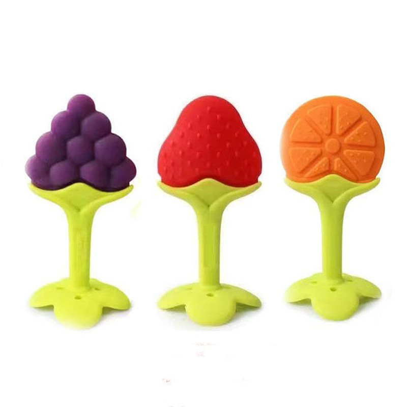 Baby Teething Toys Soothe Gums Silicone Fruit Shape Bright Color