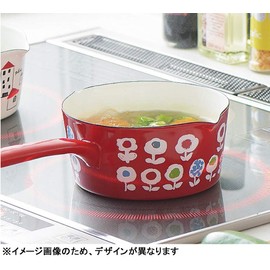Toyohoro YJM-102 Milk Pan, White, Fluffy Flowers, 5.9 inches (15 cm), Plune. Enameled Milk Pan