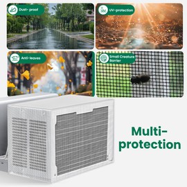 Plusluck AC Covers Window Units: Window AC Covers for Outside, U-shaped Air Conditioner, Waterproof For Outdoor, Debris Leaf Guard Mesh Cover for Summer 8000BTU-12000BTU, White
