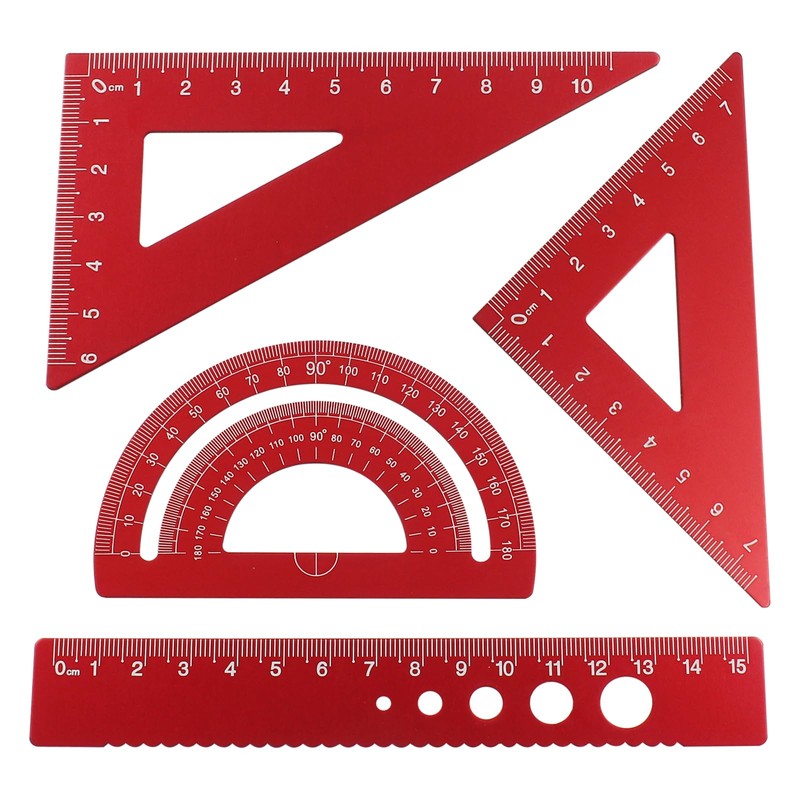 Moicstiy 4 Pcs Triangular Scale Ruler Set, Aluminum Alloy Triangular