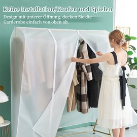 Dust Protection Clothes Cover 120 x 50 x 150 cm, Thicker PEVA Garment Bag, Long Dustproof Protection Against Moisture, Protective Cover for Clothes Rack, Translucent