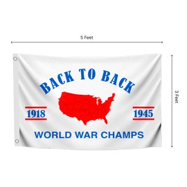 3x5 Feet World War Champs Flags with 2 Brass Grommets - Back to Back Banner - Polyester Flag Wall for Decor Man Cave Bar USA Flags - American Single Sided Flag for Outdoor or Indoor