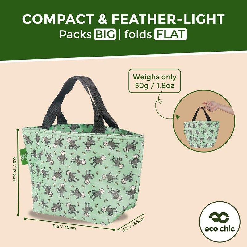 ECO CHIC Lightweight Foldable Insulated Lunch Bag Water Resistant Cooler