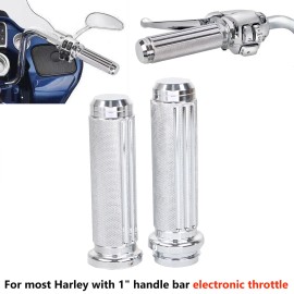 Unbranded Chrome 1" Handlebar Hand Grips For Harley Electra Glide FLHT Electronic Throttle