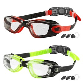 COOLOO Swimming Goggles, Pack of 2 Swimming Goggles for Kids/Junior/Adults, Unisex Diving Goggles for Boys, Girls, Men, Women, Anti-Fog, No Leaks