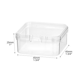 QWORK® Pack of 50 Small Square Storage Boxes with Hinged Lid, Plastic Storage Container for Beads, Jewellery and Crafts - 45 x 45 x 20 mm