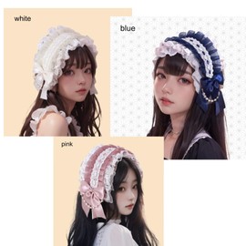 Lolita Headdress Headband Lace Ribbon Gothic Lolita Hair Ornament MoE Maid (Green, Normal)