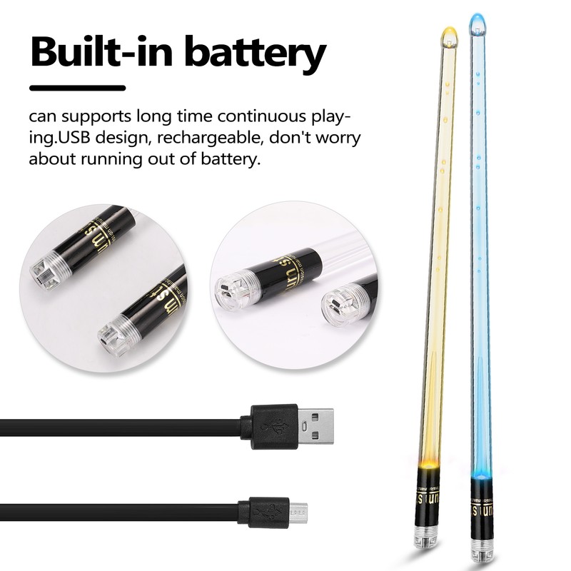 A Pair of Glow Drumsticks 15-Colors Light Drumstick Light Up