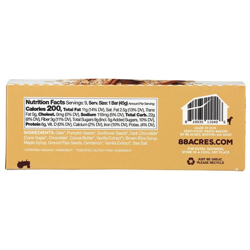 88 ACRES Oatmeal Chocolate Chip Seed & Oat Bar 9