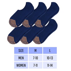 Hicomlor No Show Socks for Men 6 Pack,Non Slip Cotton Low Cut Short Socks for Sneaker Loafer Running (US, Alpha, Large, Regular, Regular, Navy Blue-Khaki)