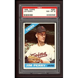 1966 Topps # 283 Jim Perry Minnesota Twins (Baseball Card) PSA PSA 8.00 Twins