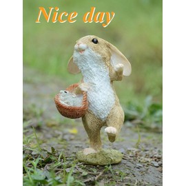 Gemmia Miniature Fairy Garden Rabbit Figurine- Joyful Go outing Rabbit