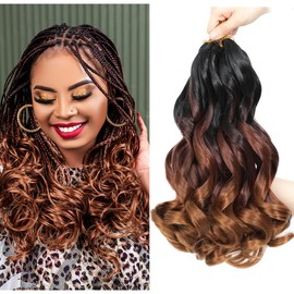 GetMaige 12 Inch French Curls Braiding Hair Extensions 40g/Pack Blonde Pre Stretched Spiral Curly Braids Curly Ends Synthetic Hair For Women (12 Inch,8 Packs,OT1B/33/30)