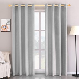Roy Lei Super Soft Luxury Velvet Curtains for Living Room Light Blocking Velvet Curtain Panels Privacy Grommet Window Drapes for BedroomSliding Glass Door, 2 Panels (Silver, 52W84L)