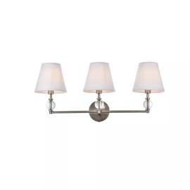 Elegant Lighting Living Disrict Bethany 3 Light Bath Vanity, Nickel/White Fabric - LD7023W24SN