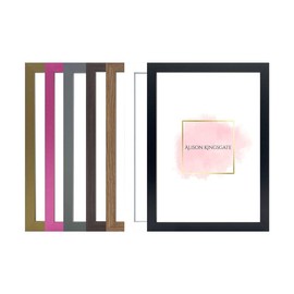 Alison Kingsgate Elegant Sleek Pink A4 Frame Size (21 x 29.7cm) - Flat Classic Design Pink A4 Picture Frame with Safe Perspex Front & Wall Hanging Hooks - British Handmade Décor Frames