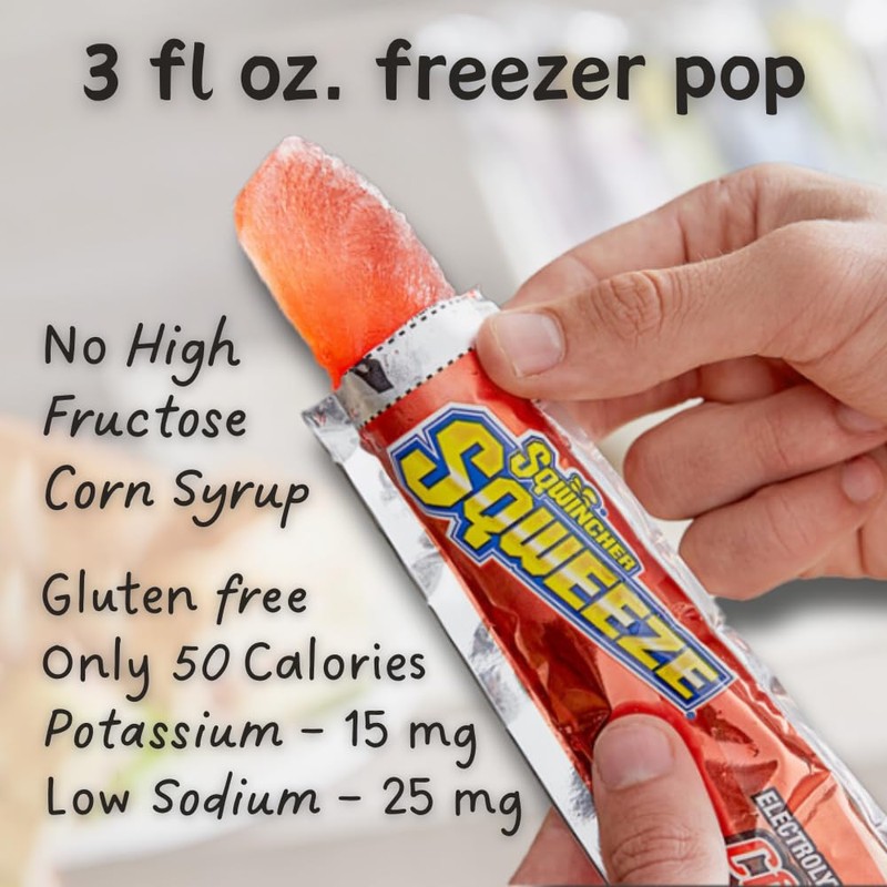 Sqwincher Sqweeze Electrolyte Replenishing Freeze Pops, Assorted Flavors, 10 per