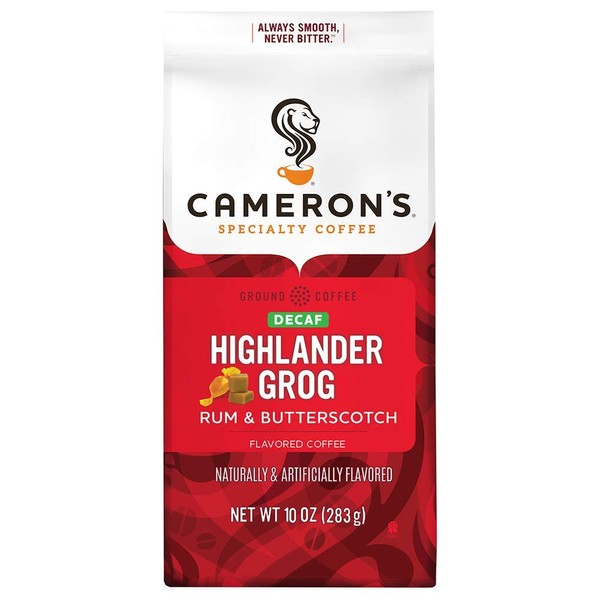 Cameron's Coffee Roasted Ground Coffee Bag, Flavored, Decaf Highlander Grog, 10 Ounce