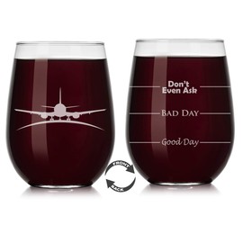 Or Something Wine Glass Mood Fill Lines Airplane Pilot Flight Attendant (Stemless, 17oz)