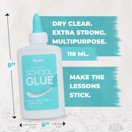 Darice Washable School Glue 4oz - 24-Pack White Glue for Kids - Extra-Strong Liquid Glue – Glue for Slime, Arts and Crafts - Glue Bottle with Adjustable Twist Closure | Darice