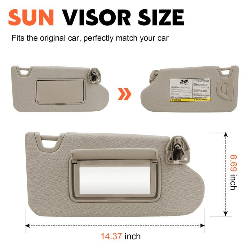 Beige Passenger Right Side Sun Visor Replacement Compatible with Nissan