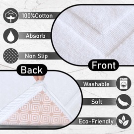 Cotton Bath Mat Towel, Absorbent Floor Towels, Set of 2, -Thick 1000gsm | Washable | Hotel Style, Large 21"x33", Thick Terry Cloth Bathroom Rug, White Foot Towels Non Slip Bath Mats for Bathroom Floor